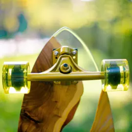 Longboard made of wood and epoxy resin