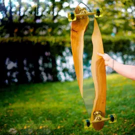 Longboard made of wood and epoxy resin