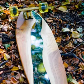Longboard made of wood and epoxy resin