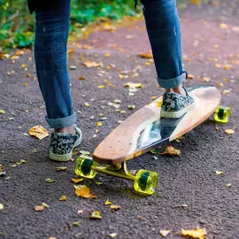 Longboard made of wood and epoxy resin
