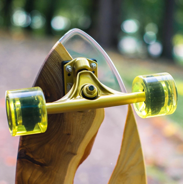 Longboard made of wood and epoxy resin