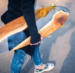 Longboard made of wood and epoxy resin