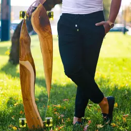 Longboard made of wood and epoxy resin