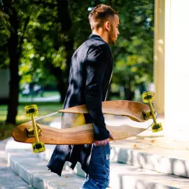 Longboard made of wood and epoxy resin