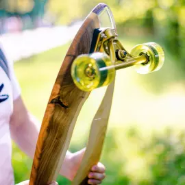 Longboard made of wood and epoxy resin