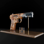 An art object made of wood and epoxy resin "Pistol" in a gift box