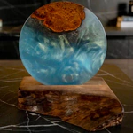Smart night light made of wood and epoxy resin