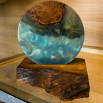 Smart night light made of wood and epoxy resin