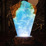 Smart night light made of wood and epoxy resin
