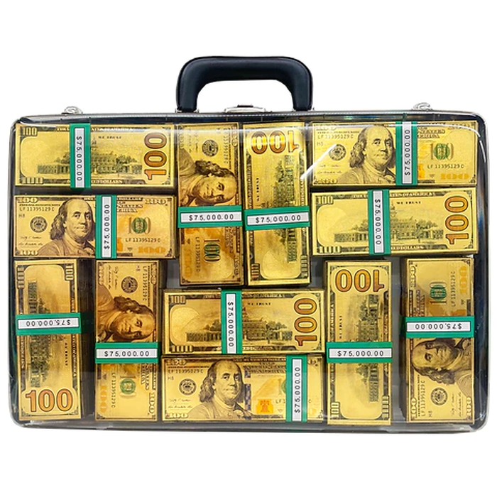 Epoxy resin art object "Suitcase of dollars"