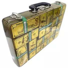 Epoxy resin art object "Suitcase of dollars"