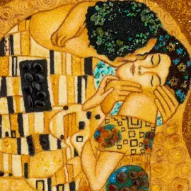 Картина из янтаря "Густав Климт. Поцелуй"