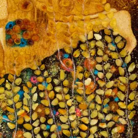 Картина из янтаря "Густав Климт. Поцелуй"