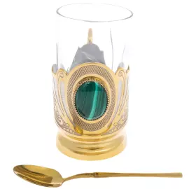 Подстаканник с малахитом "Украшенный" Златоуст