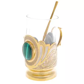 Подстаканник с малахитом "Украшенный" Златоуст