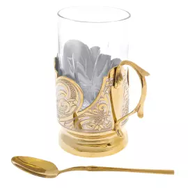 Подстаканник с малахитом "Украшенный" Златоуст