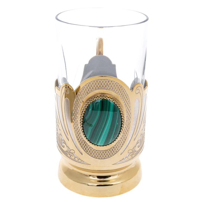 Decorated cup holder with malachite, Zlatoust