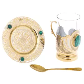 Подстаканник "Украшенный" с малахитом, Златоуст