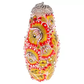 Матрешка-медовница из стекла "Красно солнышко" со стразами Swarovski, Хохлома