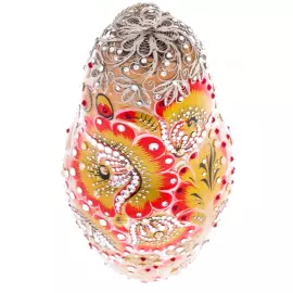 Матрешка-медовница из стекла "Красно солнышко" со стразами Swarovski, Хохлома