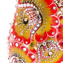 Матрешка-медовница из стекла "Красно солнышко" со стразами Swarovski, Хохлома