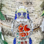 Christmas tree toy collapsible matryoshka doll "Squirrel" made of silver