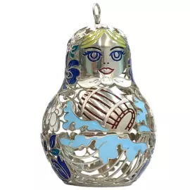 Набор елочных игрушек-матрешек "Русский узор" из серебра, 3шт