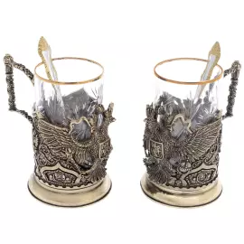 Набор подстаканников "Герб России VIP" на 2 персоны