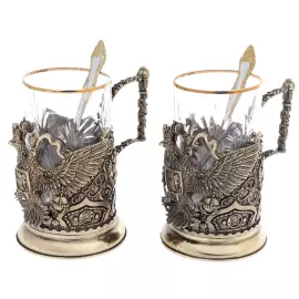 Набор подстаканников "Герб России VIP" на 2 персоны