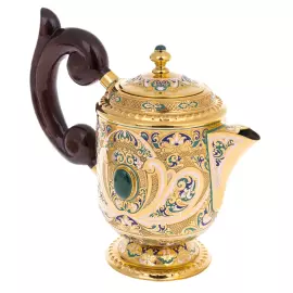 Кофейный сервиз "Ренессанс" с малахитом и эмалями, на 4 персоны, 15 предметов, Златоуст