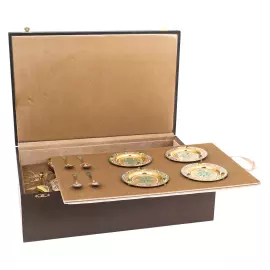 Кофейный сервиз "Ренессанс" с малахитом и эмалями, на 4 персоны, 15 предметов, Златоуст