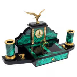 Malachite writing set "Presidential" with lamp, Zlatoust