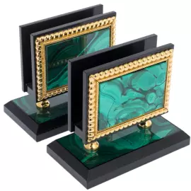 Malachite writing set "Presidential" with lamp, Zlatoust