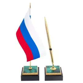 Malachite writing set "Presidential" with lamp, Zlatoust