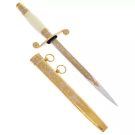 Кортик сувенирный "Россия" на подставке из нефрита, Златоуст