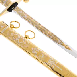 Кортик сувенирный "Россия" на подставке из нефрита, Златоуст