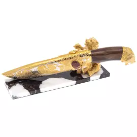 Нож сувенирный "Медведь" на мраморной подставке, Златоуст