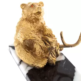 Нож сувенирный "Медведь" на мраморной подставке, Златоуст