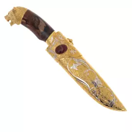 Нож сувенирный "Медведь" на мраморной подставке, Златоуст