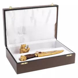 Нож сувенирный "Медведь" на мраморной подставке, Златоуст