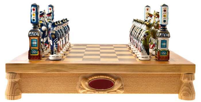 Chess made of porcelain "Traffic police"