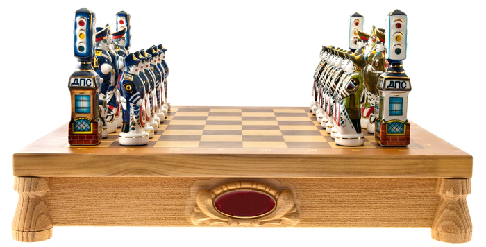 Chess made of porcelain "Traffic police"