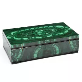 Jewelry and banknote box made of malachite "Lux"