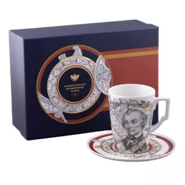 Чайная пара "Полководцы России: Александр Суворов" форма Гранд, в подарочной упаковке