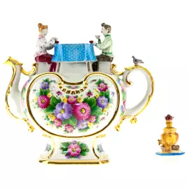 Чайник доливной "Вечерний чай" надглазурная роспись с золотом