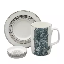 Чайная пара "Слава Веков платина" форма Топ, в подарочной упаковке