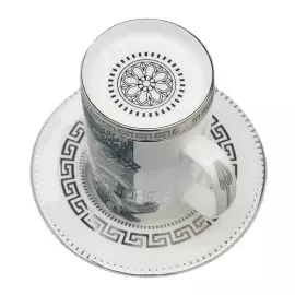 Чайная пара "Слава Веков платина" форма Топ, в подарочной упаковке