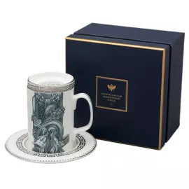 Чайная пара "Слава Веков платина" форма Топ, в подарочной упаковке