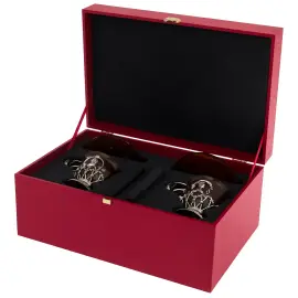 Чайный набор из янтаря "Пётр I и Екатерина" на 2 персоны, в подарочной коробке