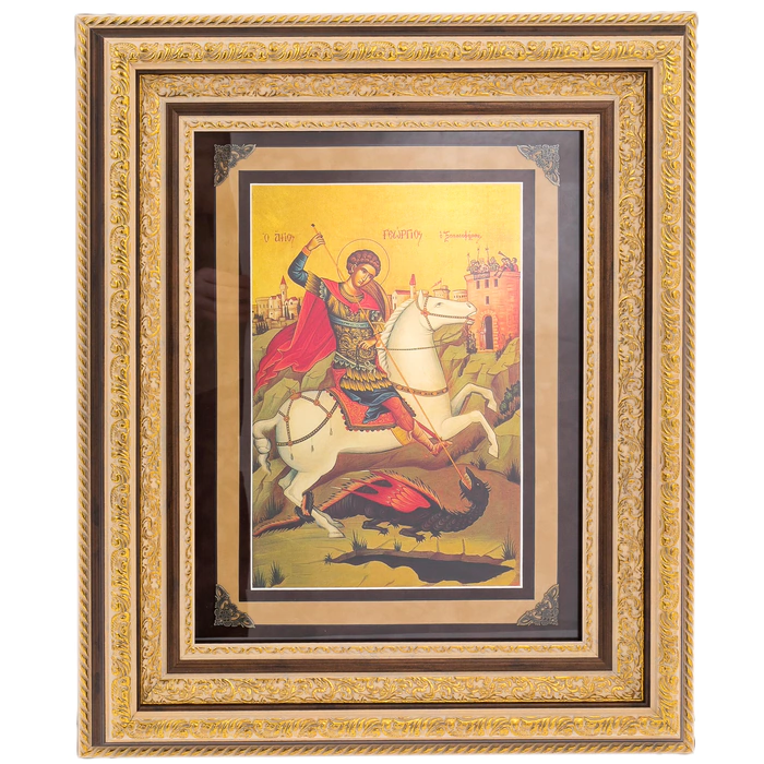 Painting on gold leaf "George the Victorious" brown/beige